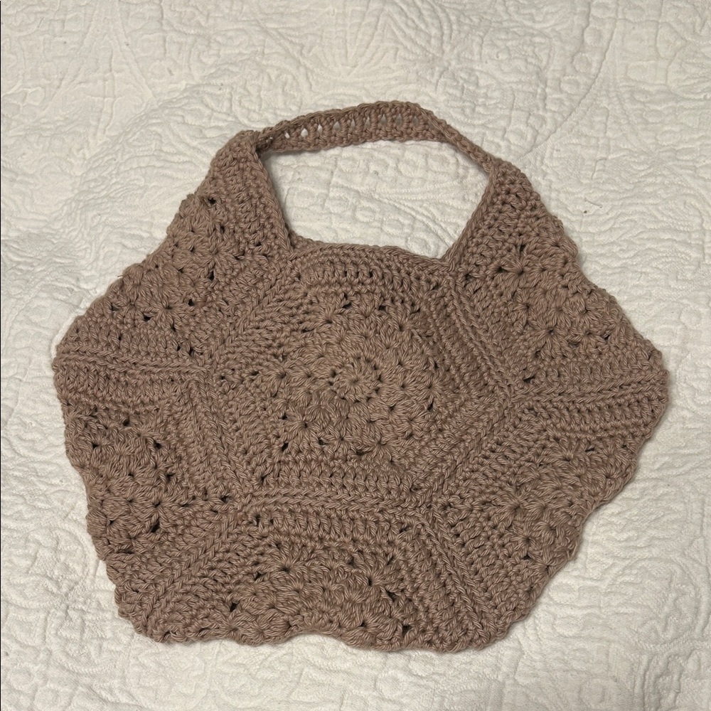Handcrafted Brown Crochet Tote Bag